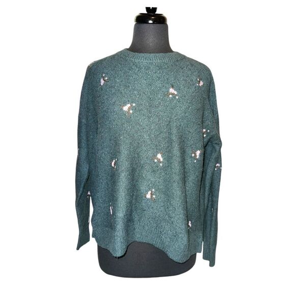 Madewell Dark Green Printed Sweater (XS) - Picture 1 of 6
